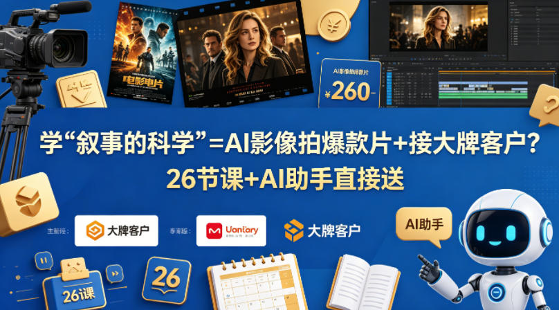 学《叙事的科学》=AI影像拍爆款片+接大牌客户？26节课+AI助手直接送【原创双语字幕】-副业网