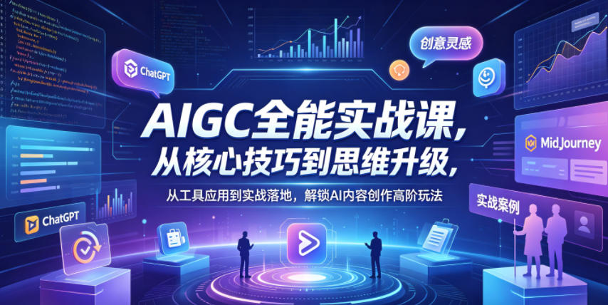 AIGC全能实战课，从核心技巧到思维升级，从工具应用到实战落地，解锁AI内容创作高阶玩法-副业网