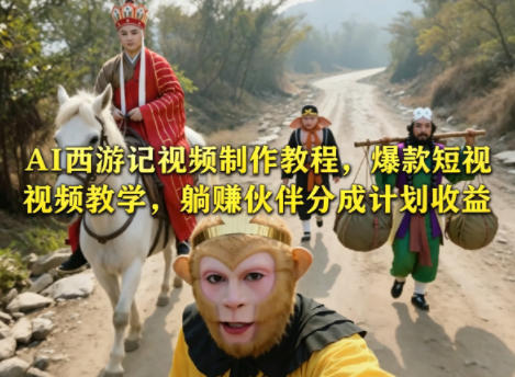 AI西游记视频制作教程，爆款短视频教学，躺賺伙伴分成计划收益-副业网