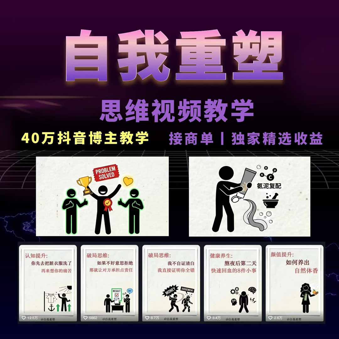 图片[2]-40w博主自我重塑AI思维动画教程，视频剪辑+抠图+音频+封面制作，接商单+独家精选收益-副业网