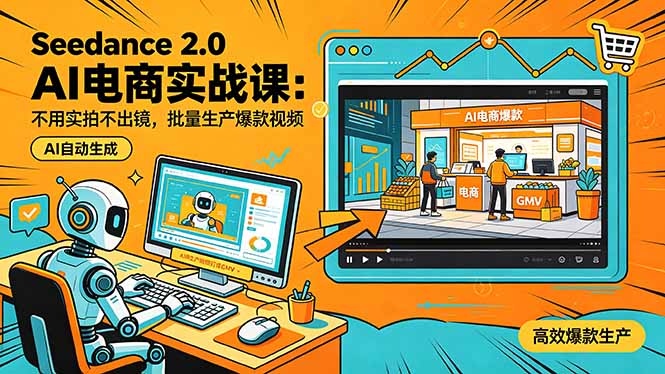Seedance 2.0 AI电商实战课：不用实拍不出镜，批量生产爆款视频打爆GMV-副业网