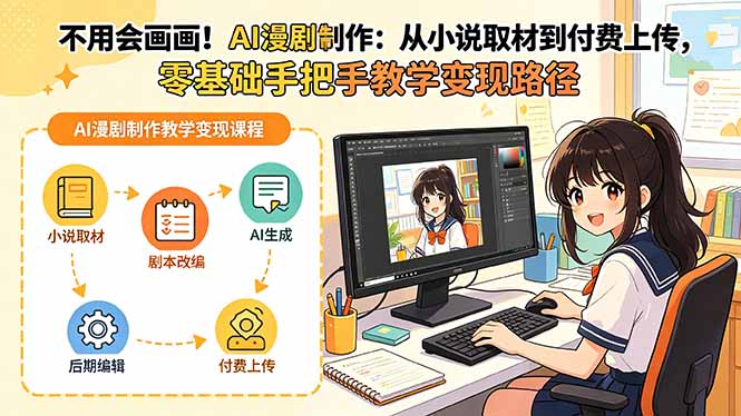 不用会画画！AI漫剧制作：从小说取材到付费上传，零基础手把手教学变现路径-副业网