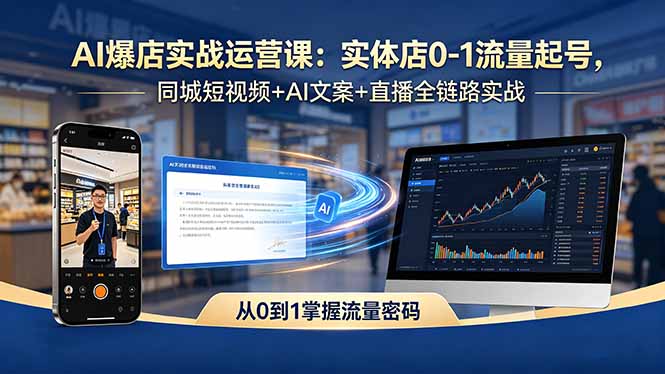 AI爆店实战运营课：实体店0-1流量起号，同城短视频+AI文案+直播全链路实战-副业网