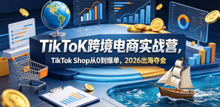 TikToK跨境电商实战营，TikTok Shop从0到爆单，2026出海夺金-副业网