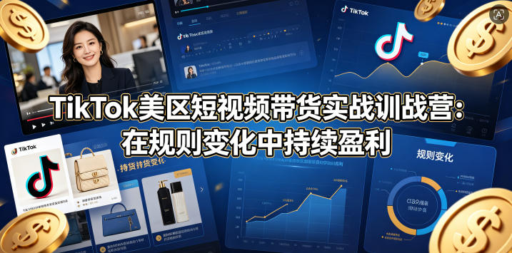 TikTok美区短视频带货实战训战营：在规则变化中持续盈利-副业网