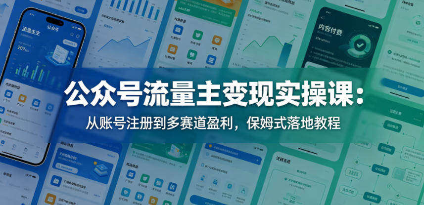 公众号流量主变现实操课：从账号注册到多赛道盈利，保姆式落地教程-副业网