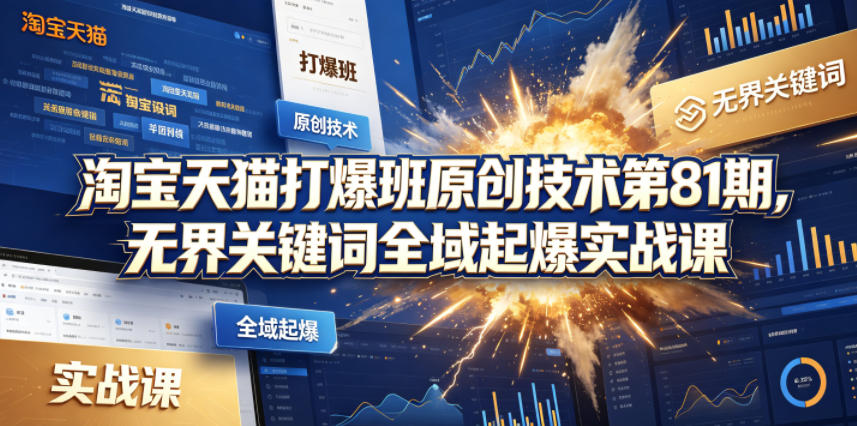 淘宝天猫打爆班原创技术第81期,无界关键词全域起爆实战课-副业网