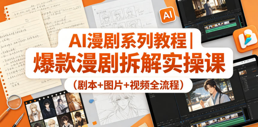 AI漫剧系列教程｜爆款漫剧拆解实操课(剧本+图片+视频全流程)-副业网