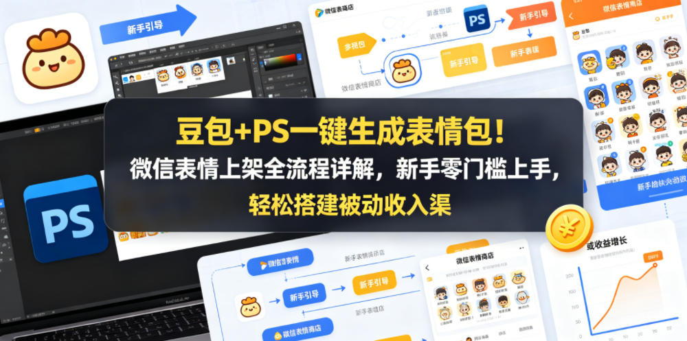 豆包+PS一键生成表情包！微信表情上架全流程详解，新手零门槛上手，轻松搭建被动收入渠道-副业网