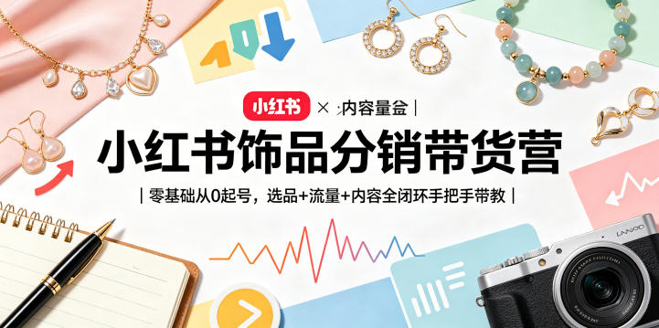 小红书饰品分销带货营｜零基础从0起号，选品+流量+内容全闭环手把手带教-副业网