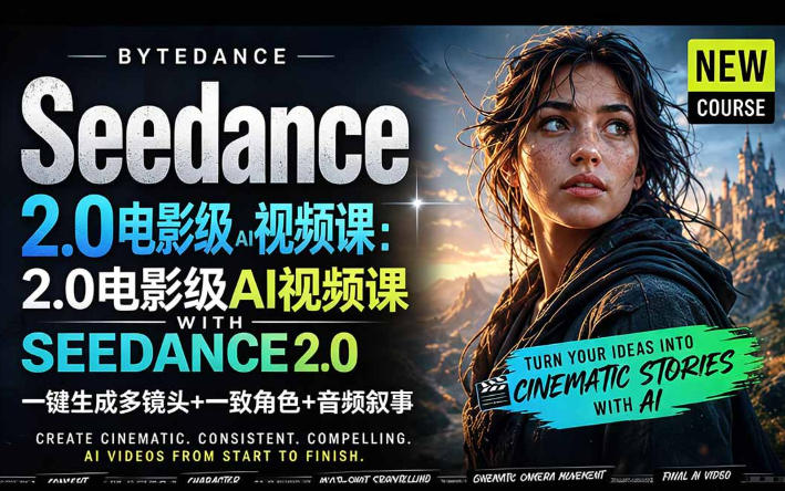 字节跳动的Seedance 2.0 AI电影视频生成制作教程，一键生成多镜头+一致角色+音频叙事-中英字幕-副业网