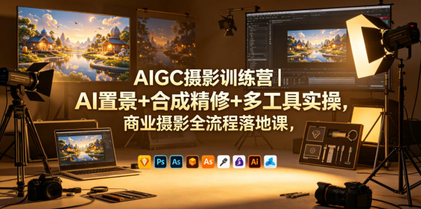 AIGC摄影训练营｜AI置景+合成精修+多工具实操，商业摄影全流程落地课-副业网