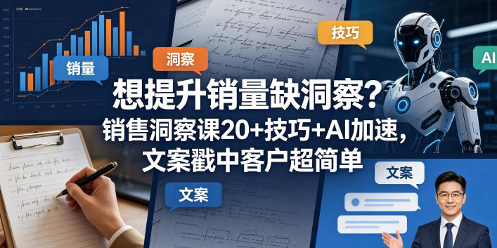 想提升销量缺洞察？销售洞察课20+技巧+AI加速，文案戳中客户超简单【原创双语字幕】-副业网