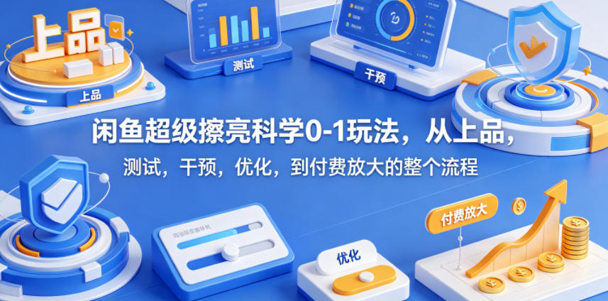 闲鱼超级擦亮科学0-1玩法，从上品，测试，干预，优化，到付费放大的整个流程-副业网