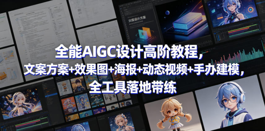全能AIGC设计高阶教程，文案方案+效果图+海报+动态视频+手办建模，全工具落地带练-副业网