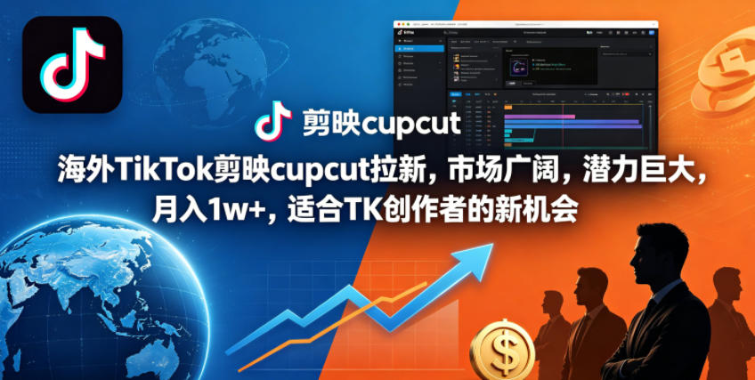 海外TikTok剪映cupcut拉新，市场广阔，潜力巨大，月入1w+，适合TK创作者的新机会-副业网