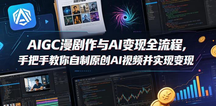 AIGC漫剧创作与AI变现全流程，手把手教你自制原创AI视频并实现变现-副业网