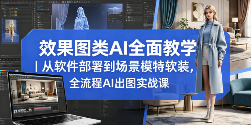 效果图类AI全面教学｜从软件部署到场景模特软装，全流程AI出图实战课-副业网