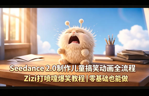 Seedance 2.0制作儿童搞笑动画全流程Zizi打喷嚏爆笑教程｜零基础也能做-副业网