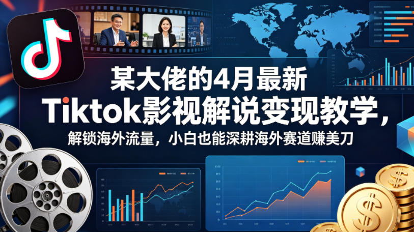 某大佬的4月最新Tiktok影视解说变现教学，解锁海外流量，小白也能深耕海外赛道賺美刀-副业网