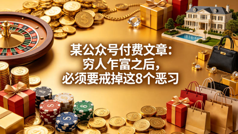 某公众号付费文章：穷人乍富之后，必须要戒掉这8个恶习-副业网