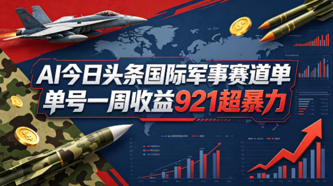 AI今日头条国际军事赛道，单号一周收益921，超暴力-副业网
