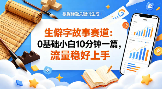 公众号流量主——生僻字故事赛道，流量稳，好上手，0基础小白也能10分钟一篇-副业网
