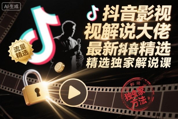 抖音影视解说大佬最新抖音进精选和独家方法，精选独家解说课(更新26年3月)-副业网
