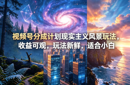视频号分成计划现实主义风景玩法，收益可观，玩法新鲜，适合小白-副业网