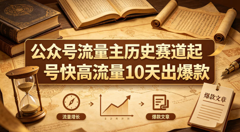 公众号流量主之历史赛道，起号快+高流量，10天就能出爆款！-副业网
