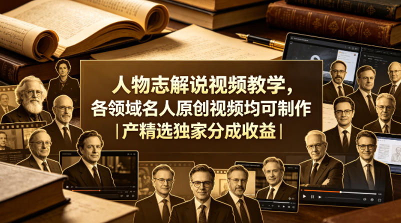 人物志解说视频教学，各领域名人原创视频均可制作丨精选独家分成收益(更新0430)-副业网