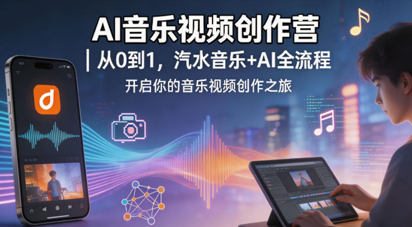 AI音乐视频创作营｜从0到1，汽水音乐+AI全流程，开启你的音乐视频创作之旅-副业网