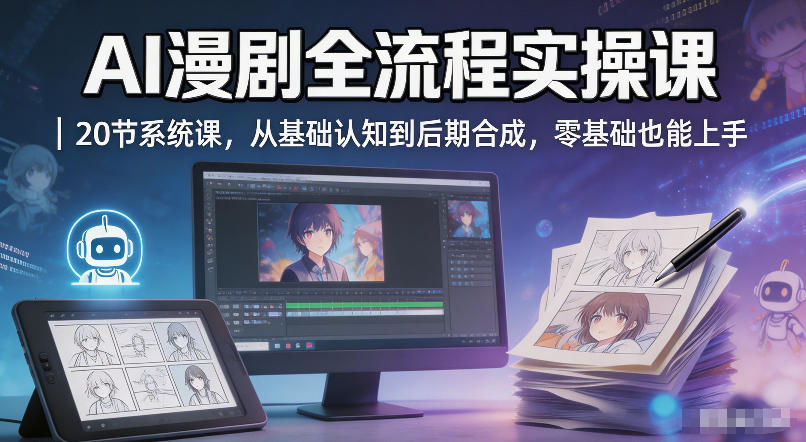 AI漫剧全流程实操课｜20节系统课，从基础认知到后期合成，零基础也能上手-副业网