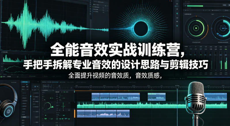 全能音效实战训练营，手把手拆解专业音效的设计思路与剪辑技巧，全面提升视频的音效质感-副业网