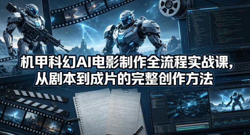 机甲科幻AI电影制作全流程实战课，从剧本到成片的完整创作方法-副业网
