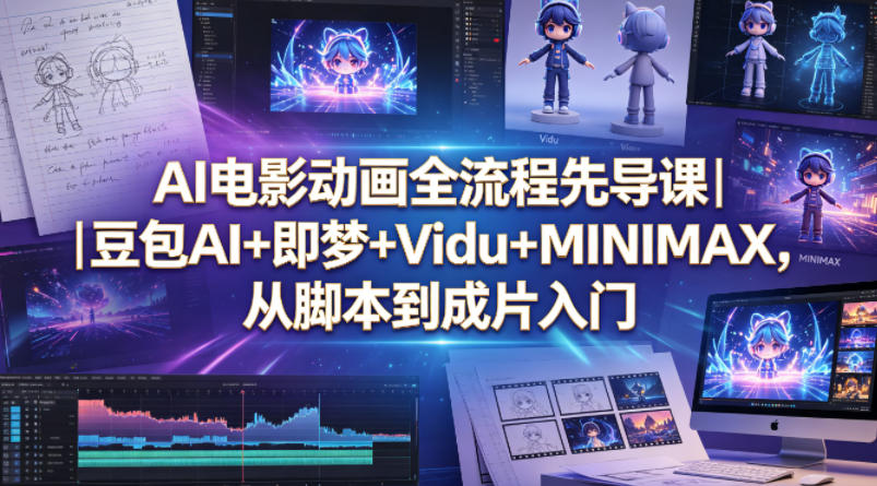 AI电影动画全流程先导课｜豆包AI+即梦+Vidu+MINIMAX，从脚本到成片入门-副业网