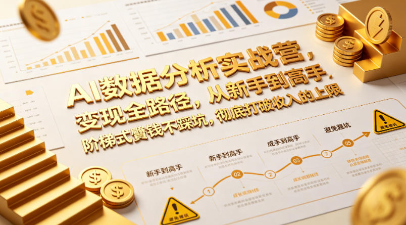 AI数据分析实战营，变现全路径，从新手到高手，阶梯式賺钱不踩坑，彻底打破收入的上限-副业网