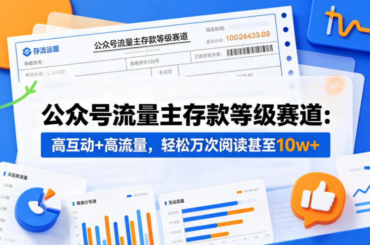 公众号流量主之存款等级赛道，高互动+高流量，轻松达到万次阅读，甚至10w+-副业网