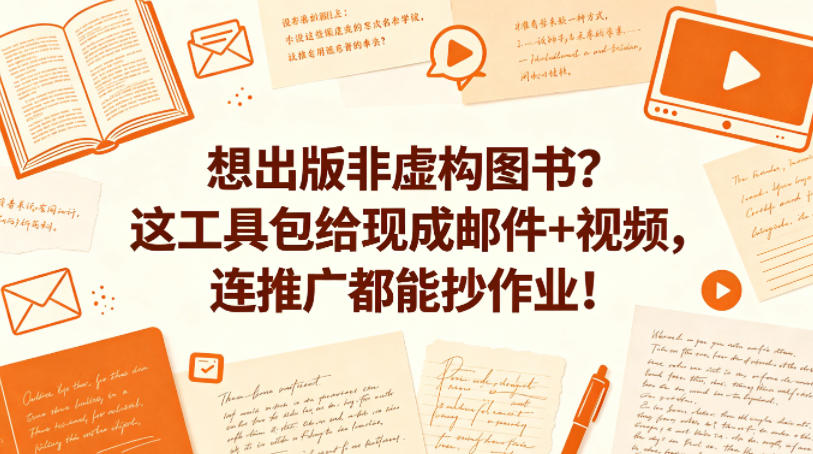 想出版非虚构图书？这工具包给现成邮件+视频，连推广都能抄作业！【原创双语字幕】-副业网