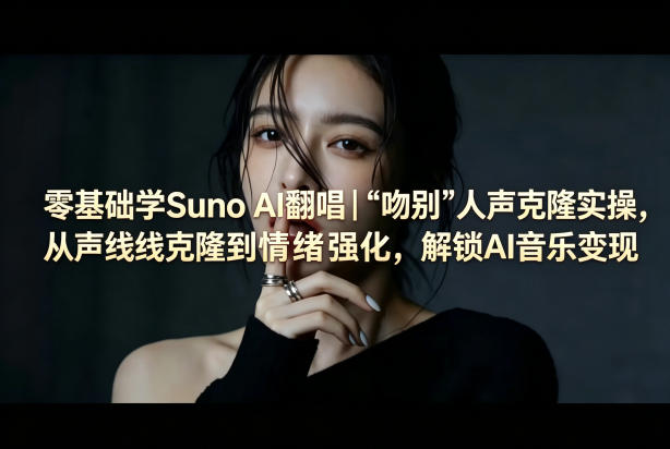 零基础学Suno AI翻唱｜《吻别》人声克隆实操，从声线克隆到情绪强化，解锁AI音乐变现-副业网