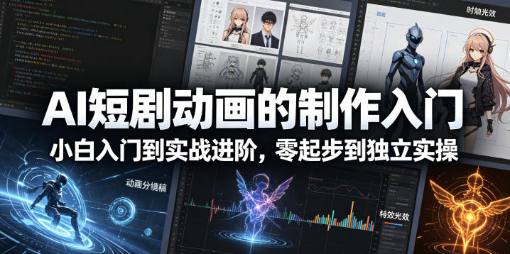 AI短剧动画的制作入门，小白入门到实战进阶，零起步到独立实操-副业网