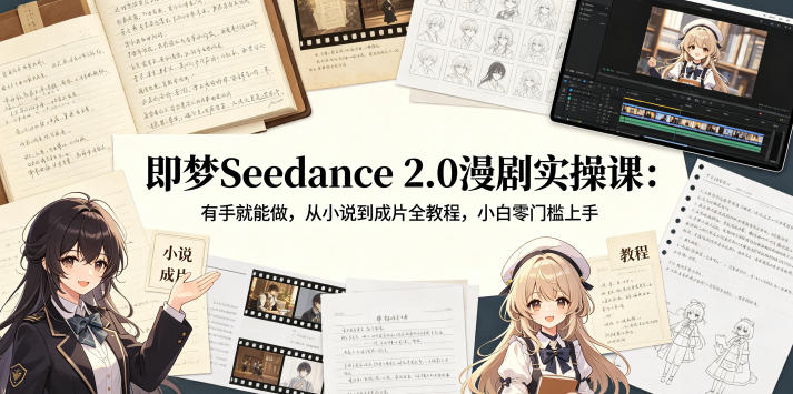 即梦Seedance 2.0漫剧实操课：有手就能做，从小说到成片全教程，小白零门槛上手-副业网