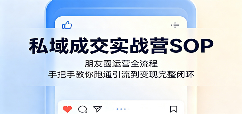 私域成交实战营SOP：朋友圈运营全流程，手把手教你跑通引流到变现完整闭环-副业网