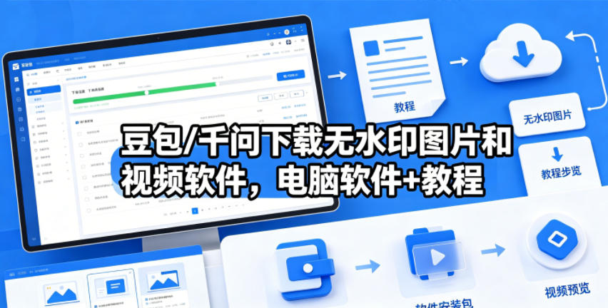 豆包/千问下载无水印图片和视频软件，电脑软件+教程-副业网