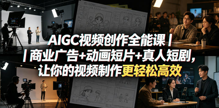 AIGC视频创作全能课｜商业广告+动画短片+真人短剧，让你的视频制作更轻松高效-副业网