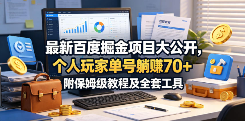 最新百度掘金项目大公开，个人玩家单号躺賺70+，附保姆级教程及全套工具【揭秘】-副业网
