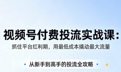 渔财老师·视频号付费投流实战课(更新5月)-副业网
