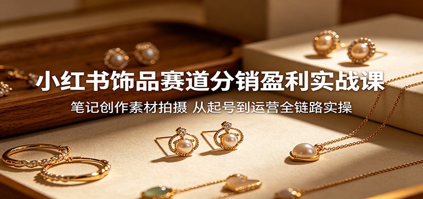 小红书饰品赛道分销盈利实战课：笔记创作素材拍摄，从起号到运营全链路实操-副业网