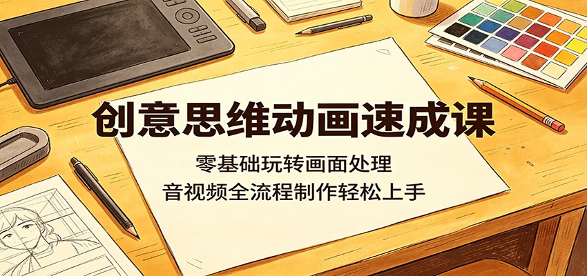 创意思维动画速成课：零基础玩转画面处理，音视频全流程制作轻松上手-副业网