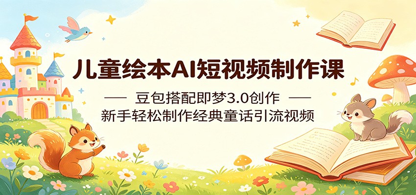 儿童绘本AI短视频制作课：豆包搭配即梦3.0创作，新手轻松制作经典童话引流视频-副业网